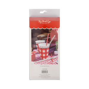 Red Gingham Merry Christmas Reusable Straws