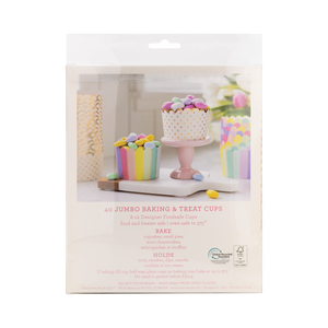 Jumbo Gold Foil Rainbow Dots and Stripes Food Cups (x40)