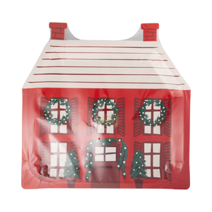 Red House Shaped Christmas Paper Dinner Plates
