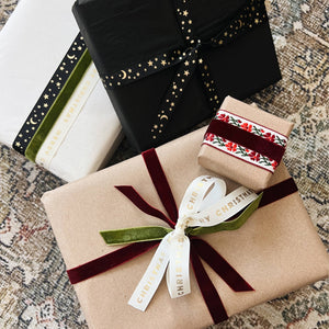 Gold Star Black Grosgrain Ribbon