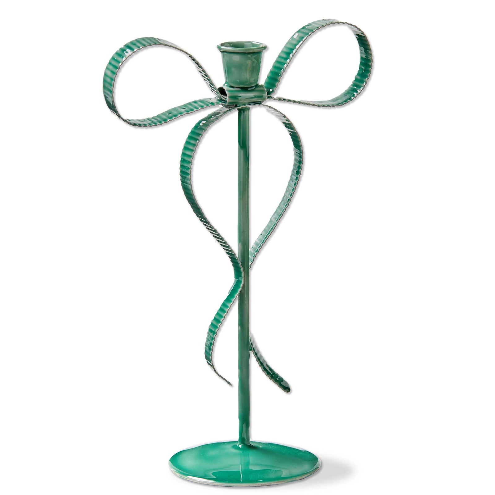 Green Bow Iron Taper Candle Holder
