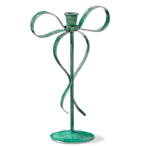 Green Bow Iron Taper Candle Holder