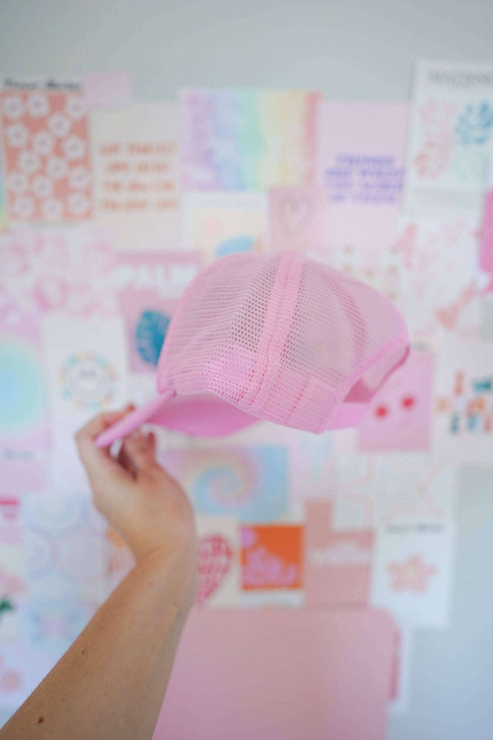 Good Things Are Coming Smiley Pink Trucker Hat