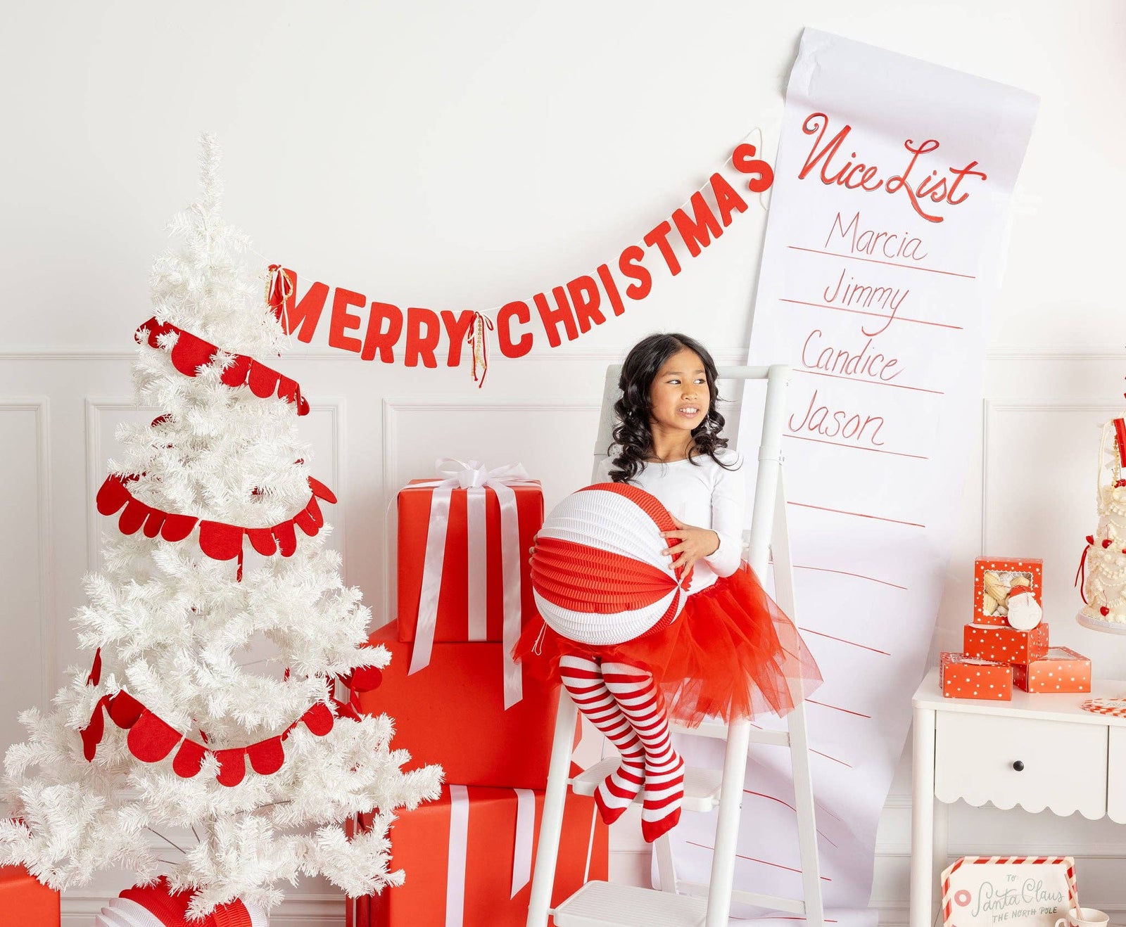 Thick Felt Merry Christmas Banner with Ribbon