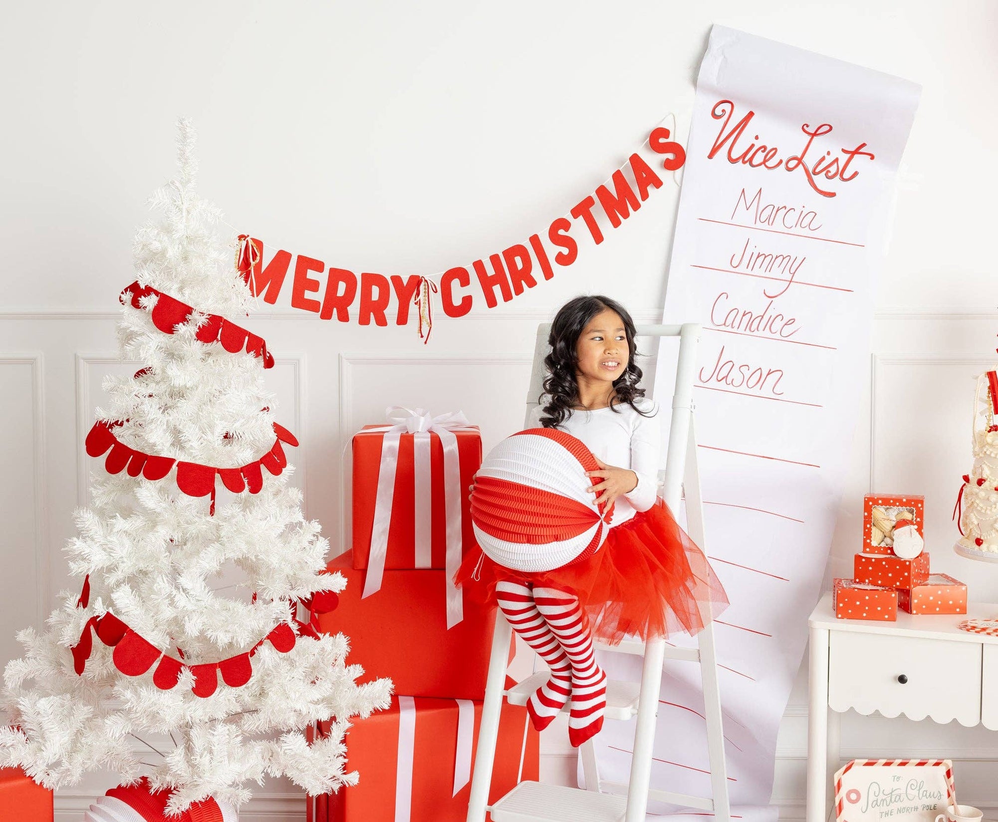 Thick Felt Merry Christmas Banner with Ribbon