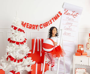 Thick Felt Merry Christmas Banner with Ribbon