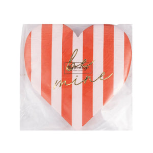 Striped Be Mine Heart Cocktail Napkin