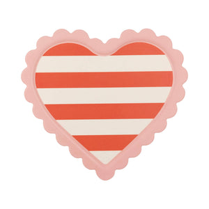 Scalloped Striped Heart Bamboo Tray