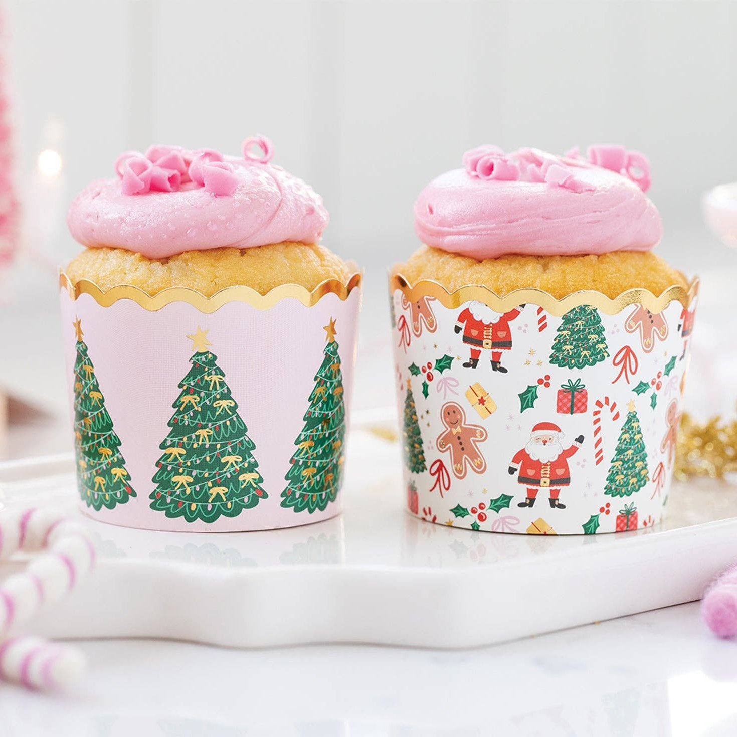 Santa and Christmas Trees Baking Cups