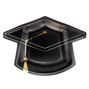 Black Grad Cap Shaped Plate