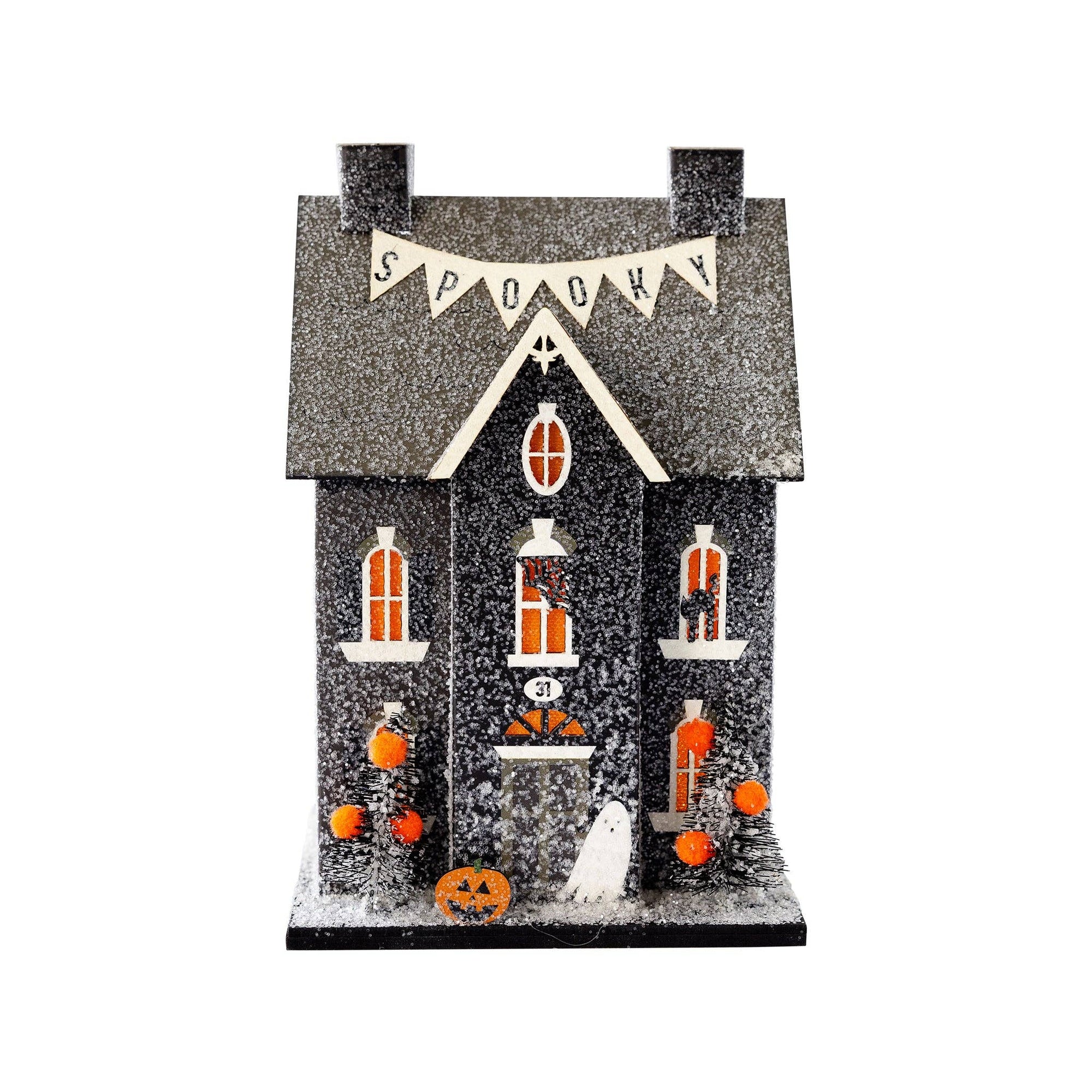 Spooky Banner Home Haunted Village Light-Up House