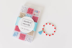 Stars And Stripes Patriotic DIY Stretchy Bracelet Craft Kit