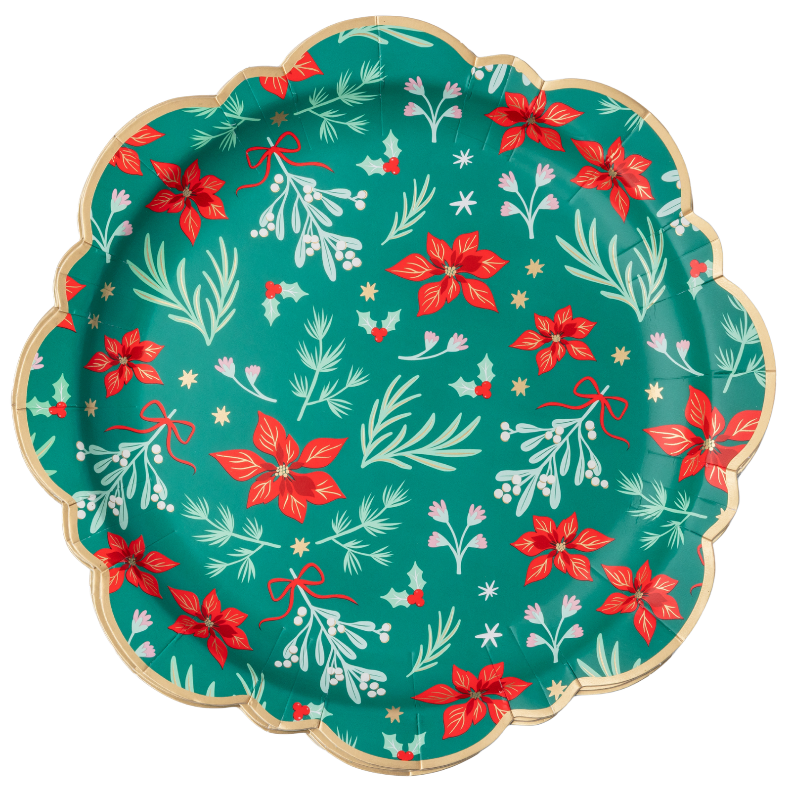 Christmas Floral Green Classic Dinner Plates (Set of 8)
