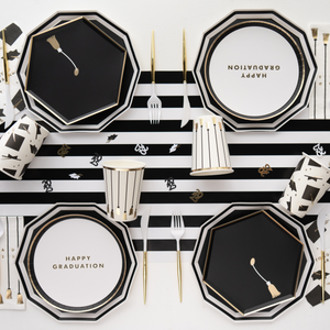 Black and White Decagon Dinner Plates