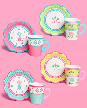 Tea Party Cups Saucers Set