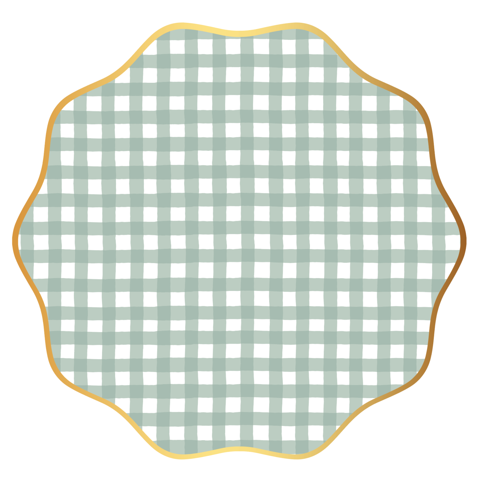 Sage Green Gingham Scalloped Dinner Plates