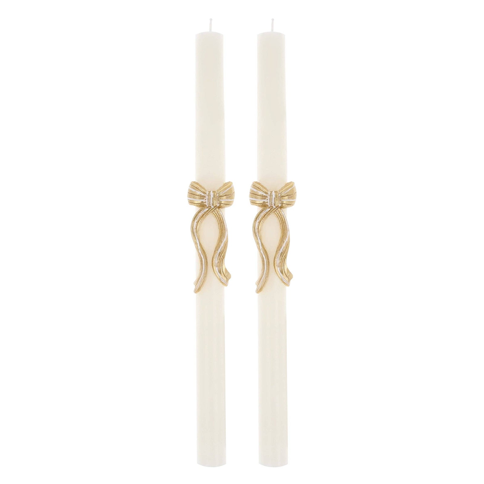 Gold Stripy Bow Table Candles