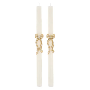 Gold Stripy Bow Table Candles