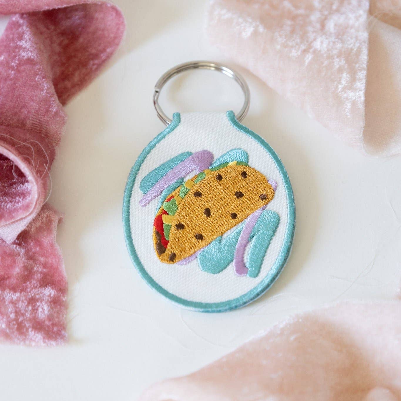 Taco Embroidered Keychain