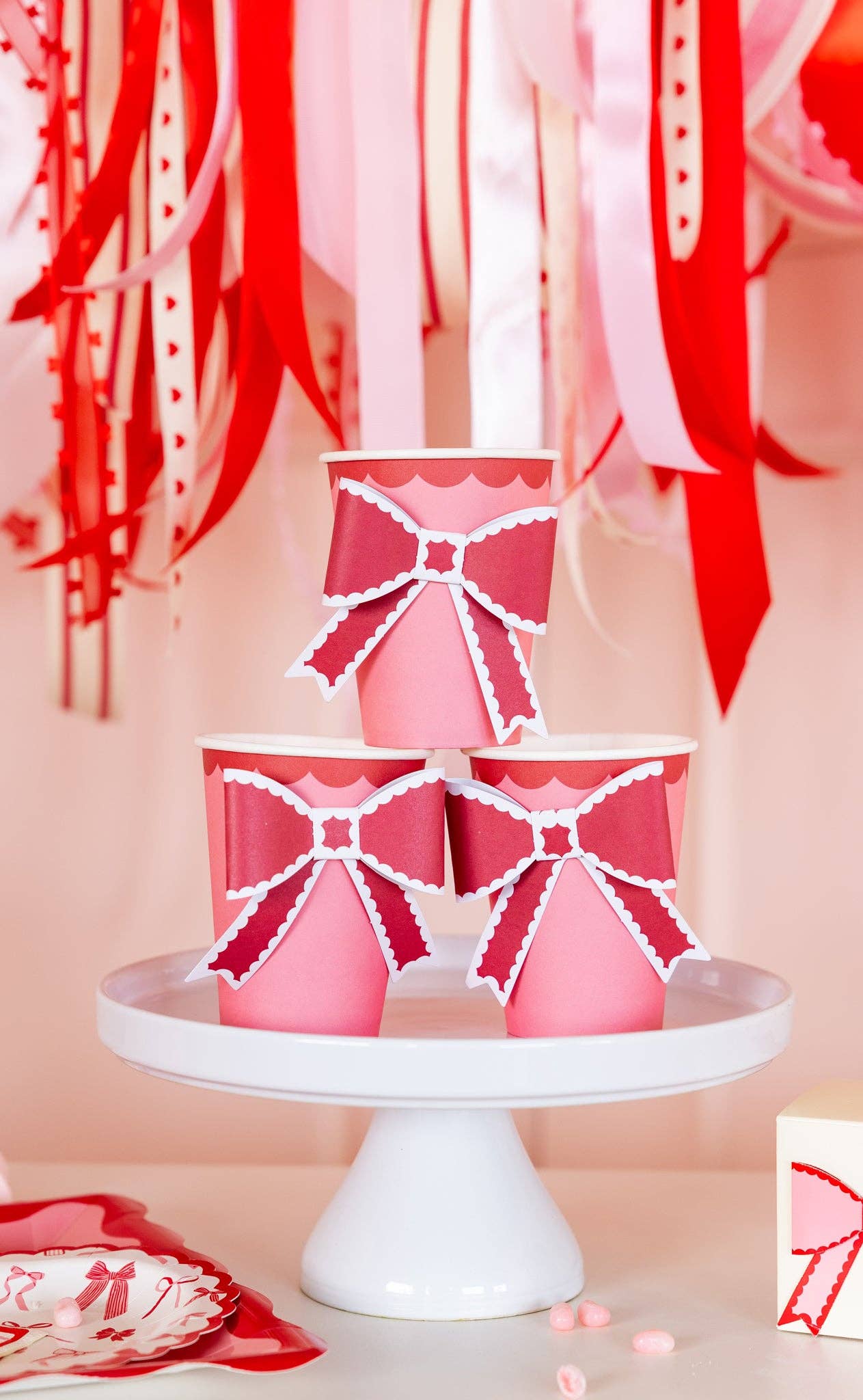 Red and Pink Bow Party Cup