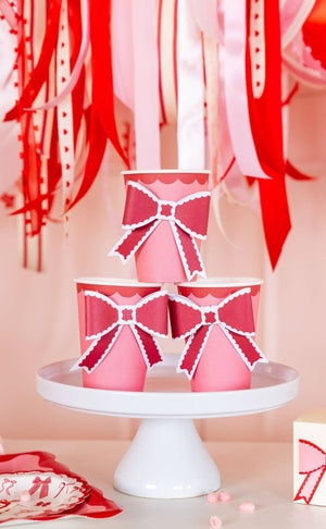 Red and Pink Bow Party Cup