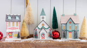 Sparkly Village Christmas Paper House Decoration (with lights!)