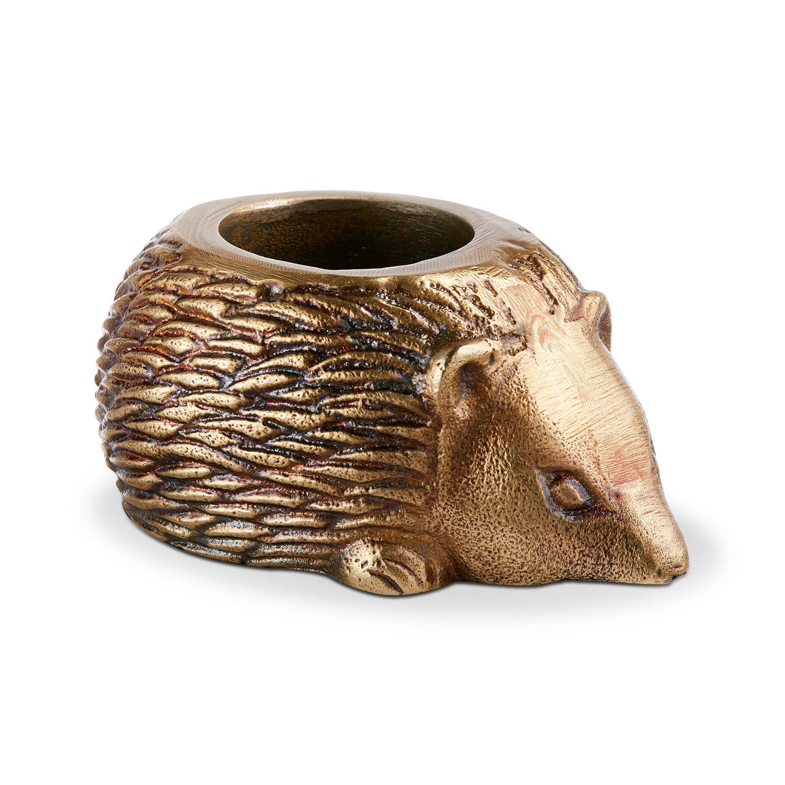 Garden Hedgehog Antique Brass Tealight Holder