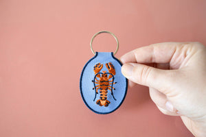 Lobster Embroidered Keychain