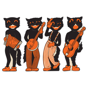 Vintage 1941 Halloween Scat Cat Band Cutouts (Set of 4)