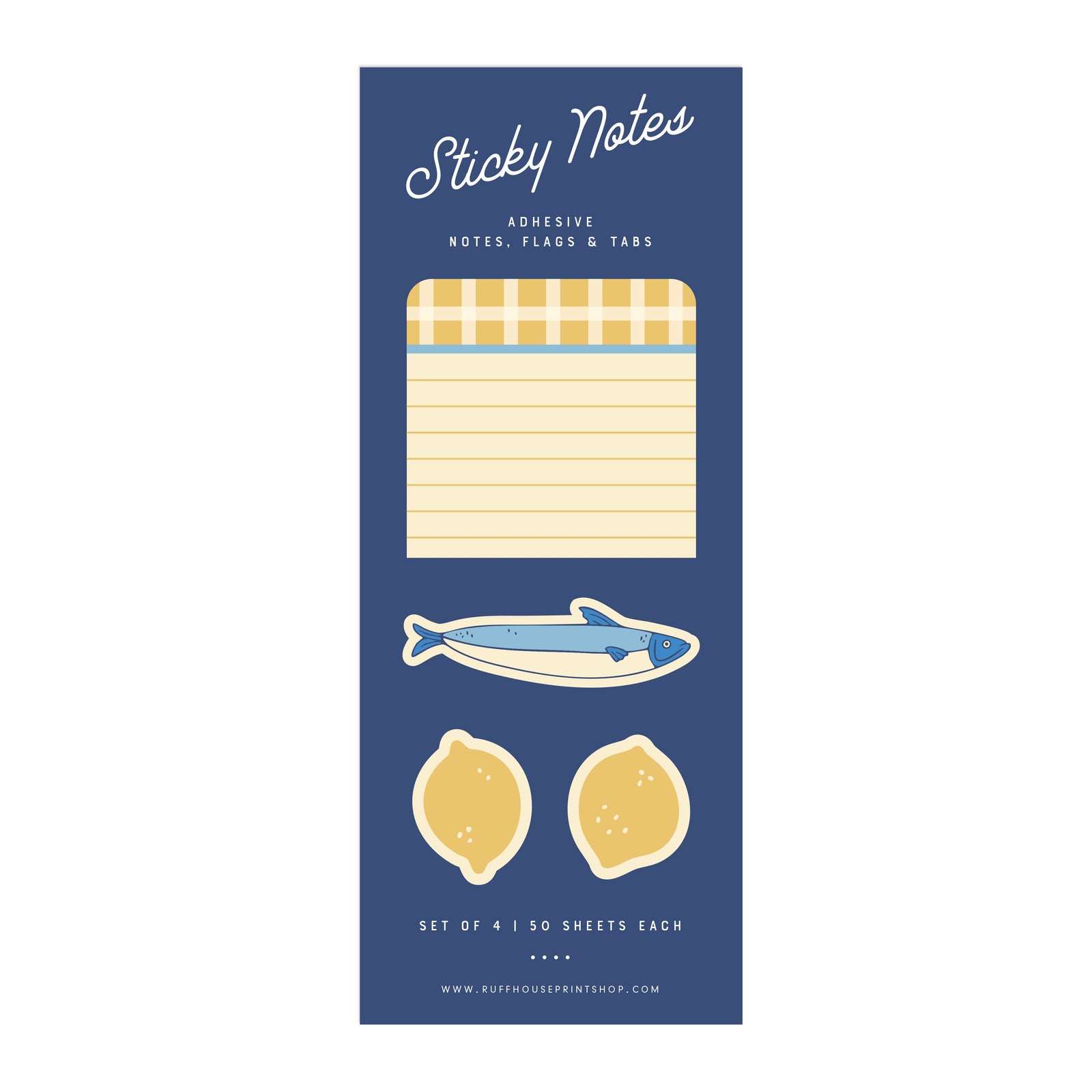 Lemon Gingham Sticky Note Set : Page Flags and Tabs