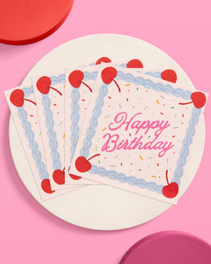 Happy Birthday Napkins Sheet Cake Napkins