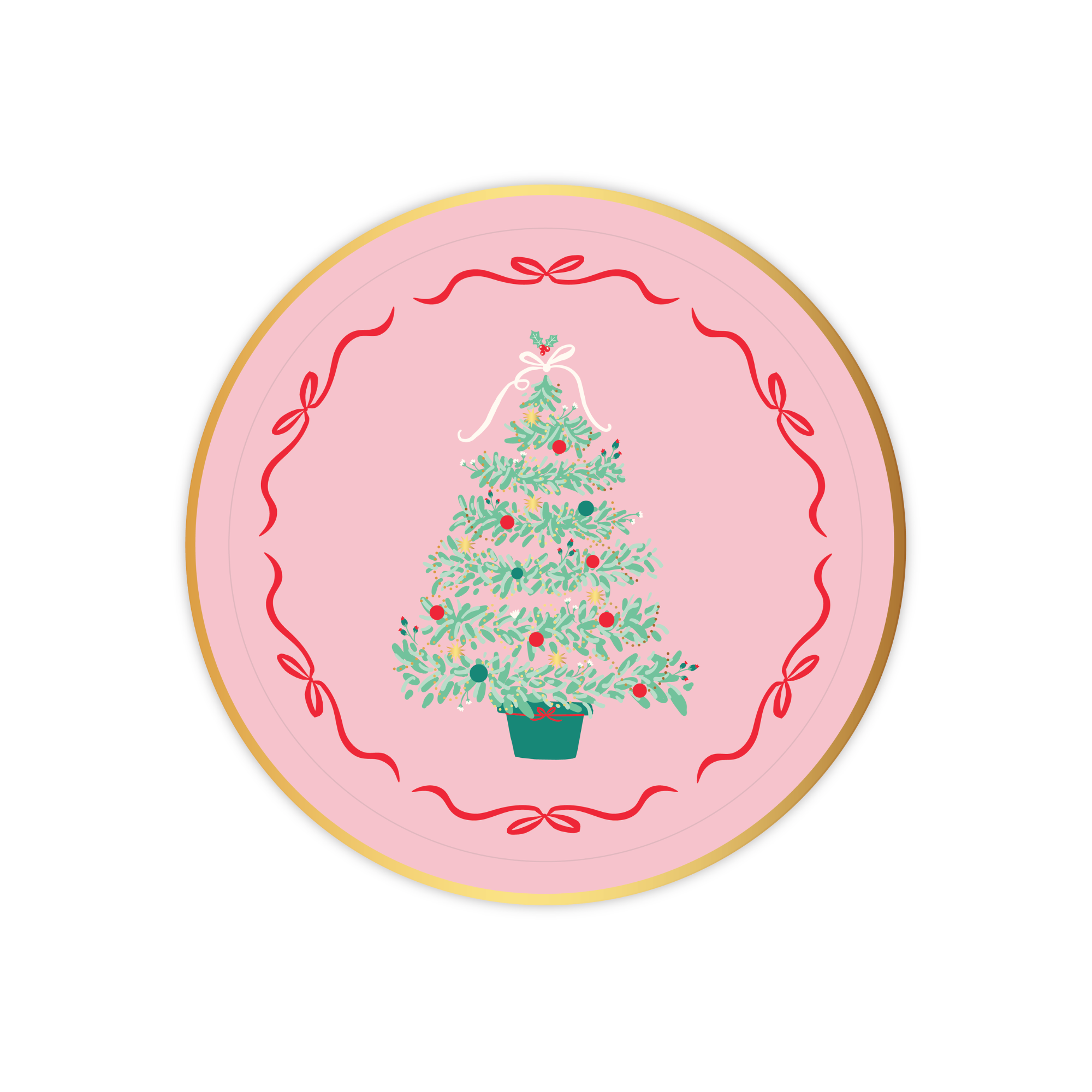 Pink Christmas Tree Dessert Plates