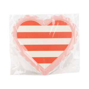 Scalloped Striped Heart Bamboo Tray