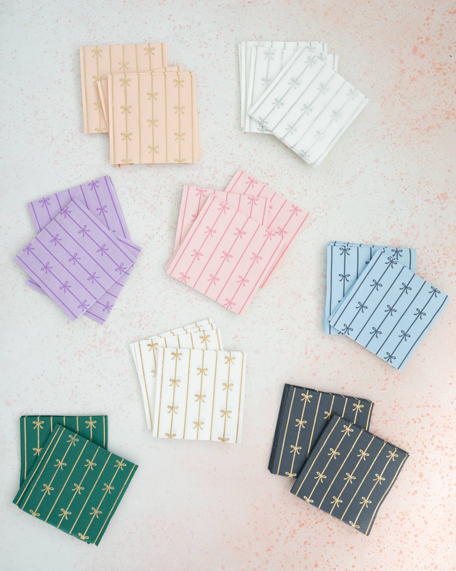 Silver Bow Cocktail Napkins