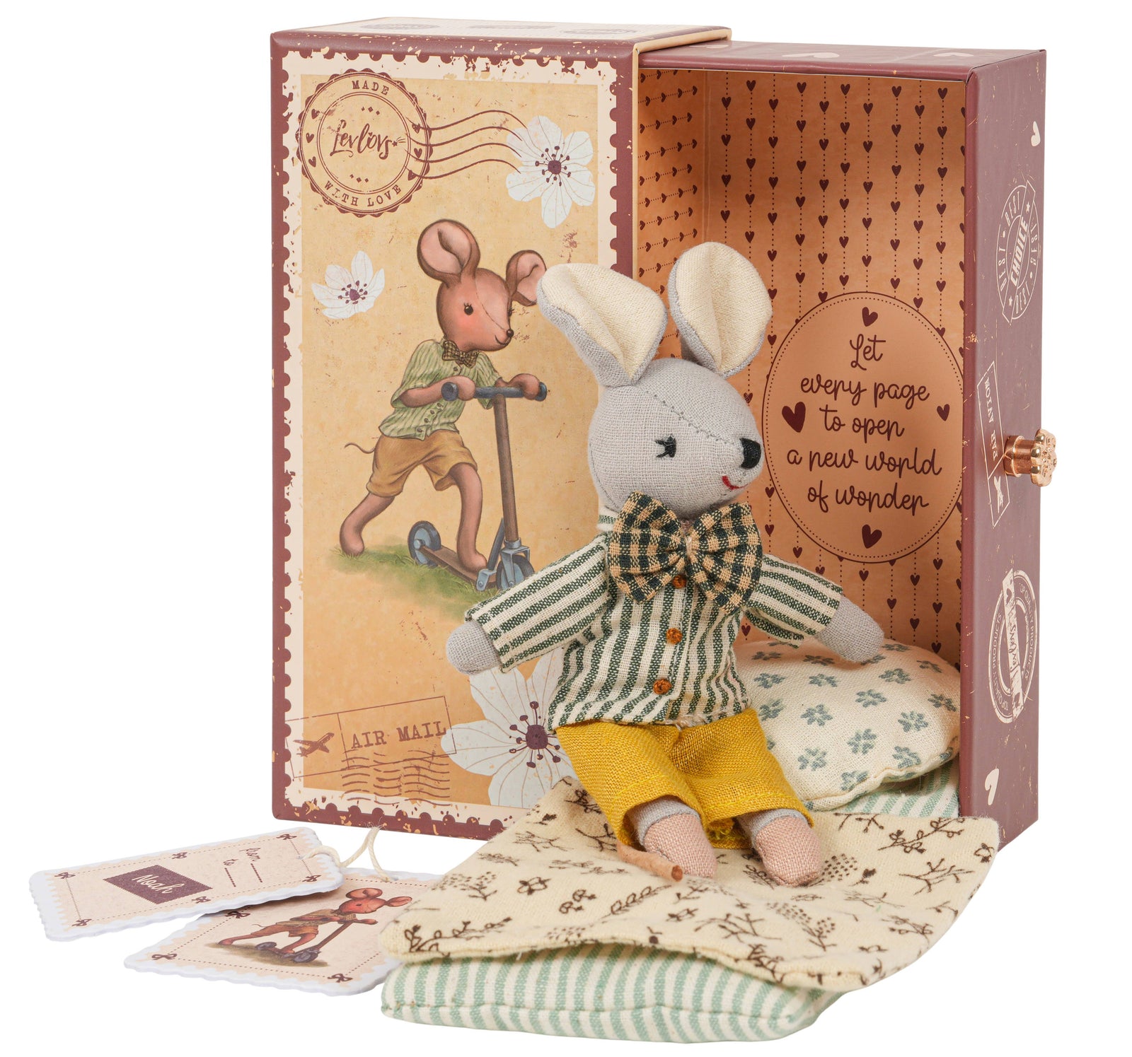 Noah Mouse in Stamp Holder Box with Bedding