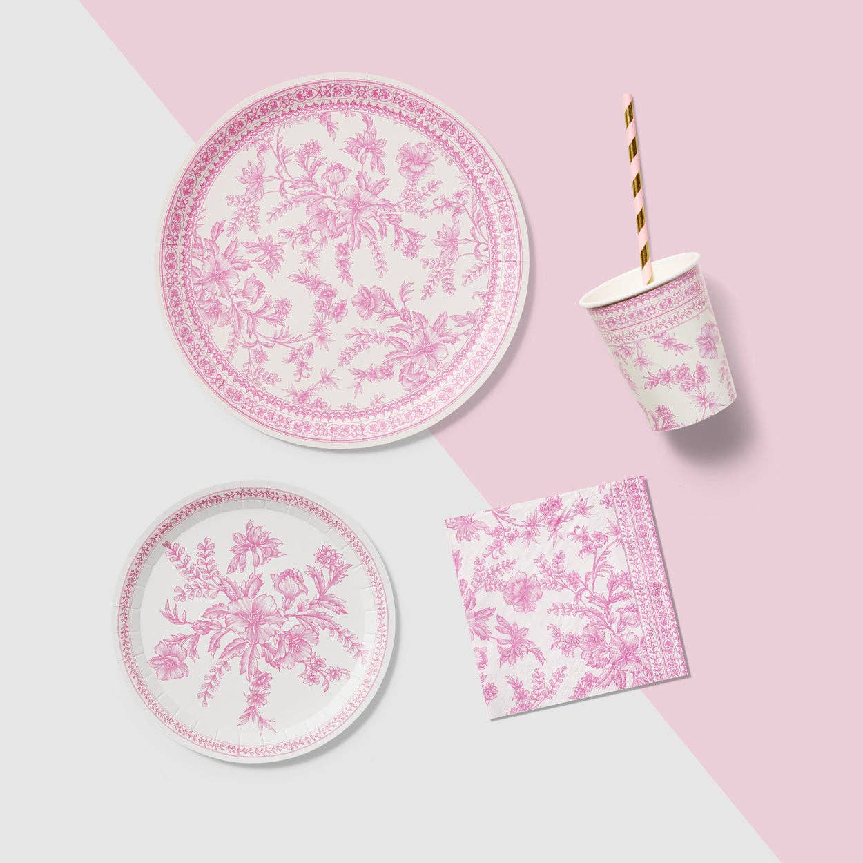 Pink Toile Cocktail Napkins