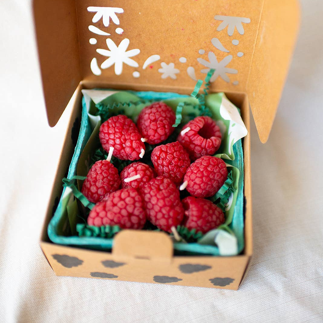 Beeswax Raspberry Birthday Candles