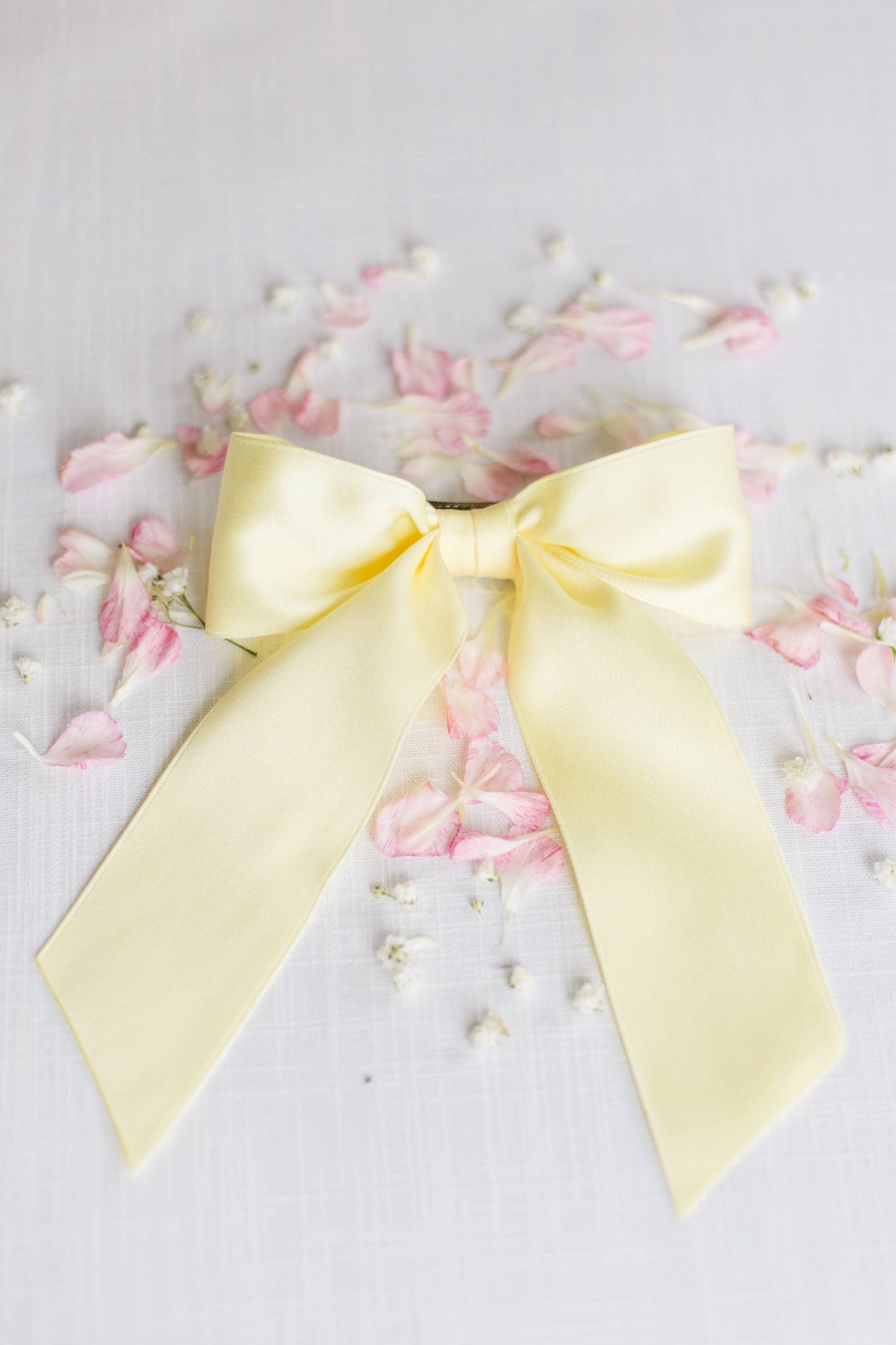 White Satin Bow Barrette