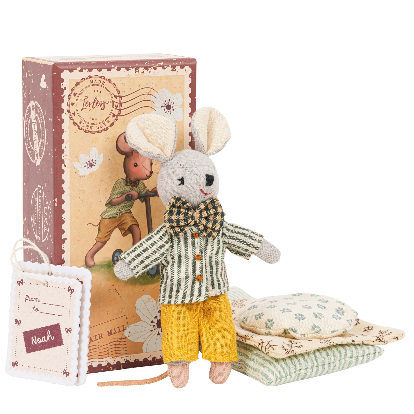 Noah Mouse in Stamp Holder Box with Bedding