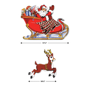 Vintage 1971 Christmas Santa & Sleigh Die-Cuts (set of 5!)