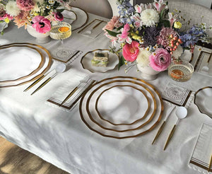 White and Gold Wavy Charger Plates