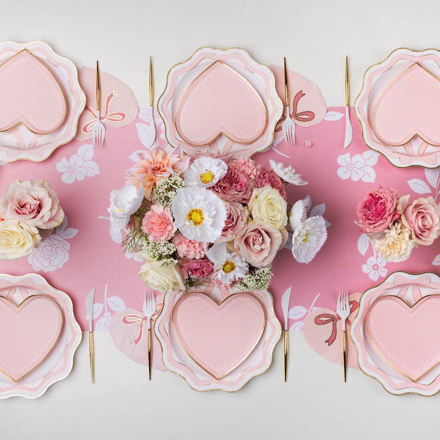 Pink and Gold Bow Dinner Plates
