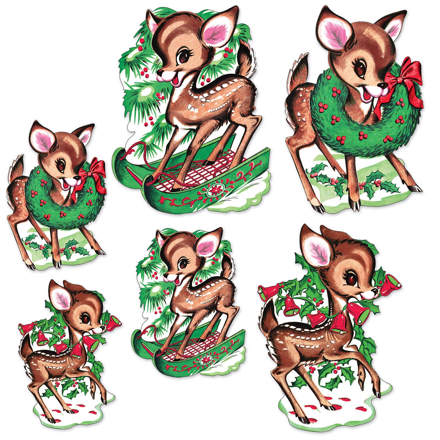 Vintage 1960s Christmas Reindeer Cutouts (set of 6!)