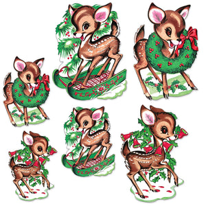 Vintage 1960s Christmas Reindeer Cutouts (set of 6!)