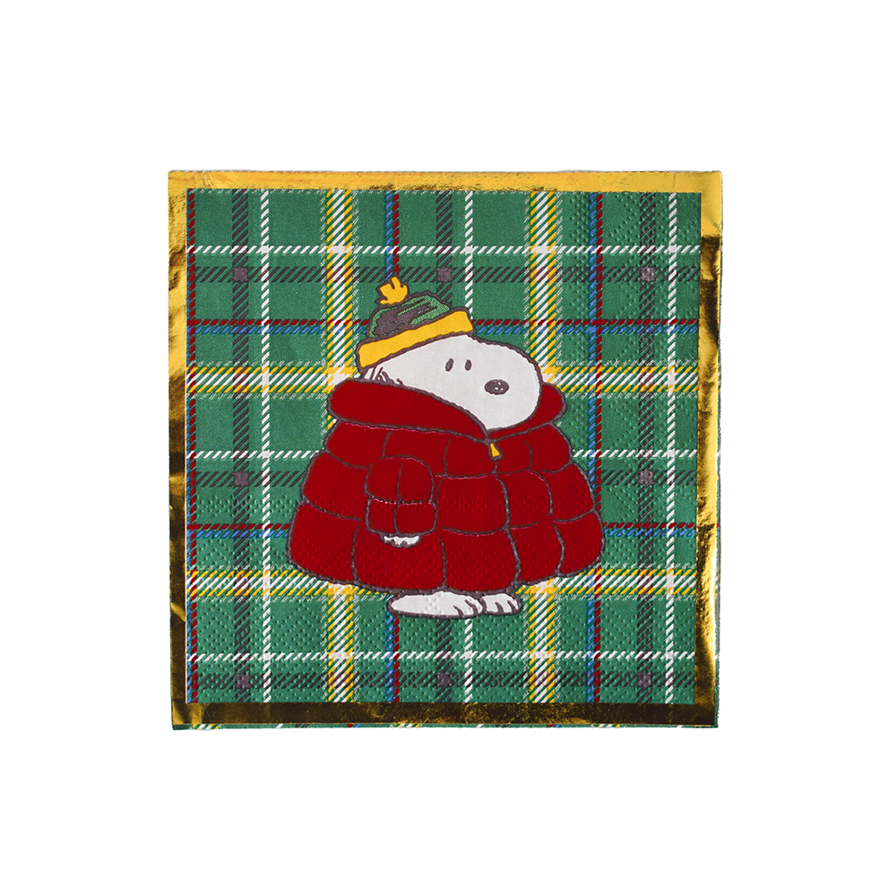 Peanuts Plaid Christmas Snoopy Cocktail Napkins