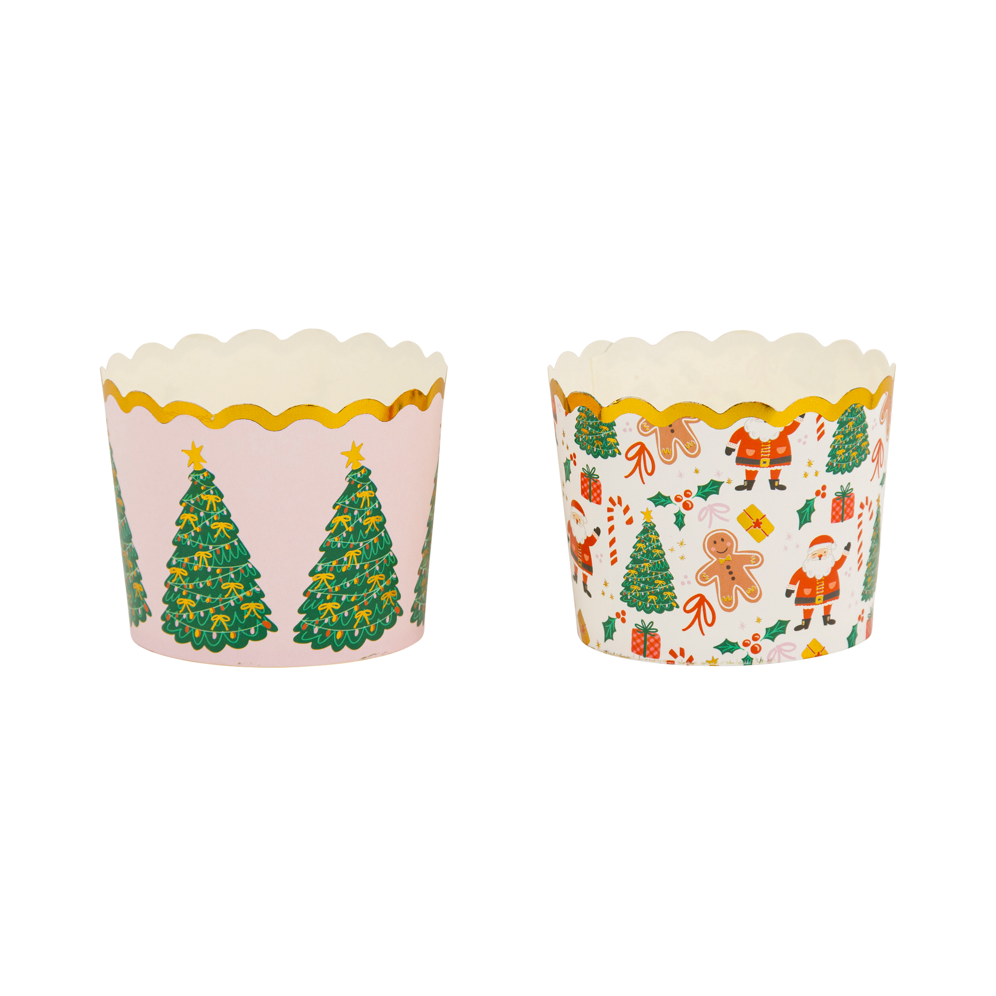 Santa and Christmas Trees Baking Cups