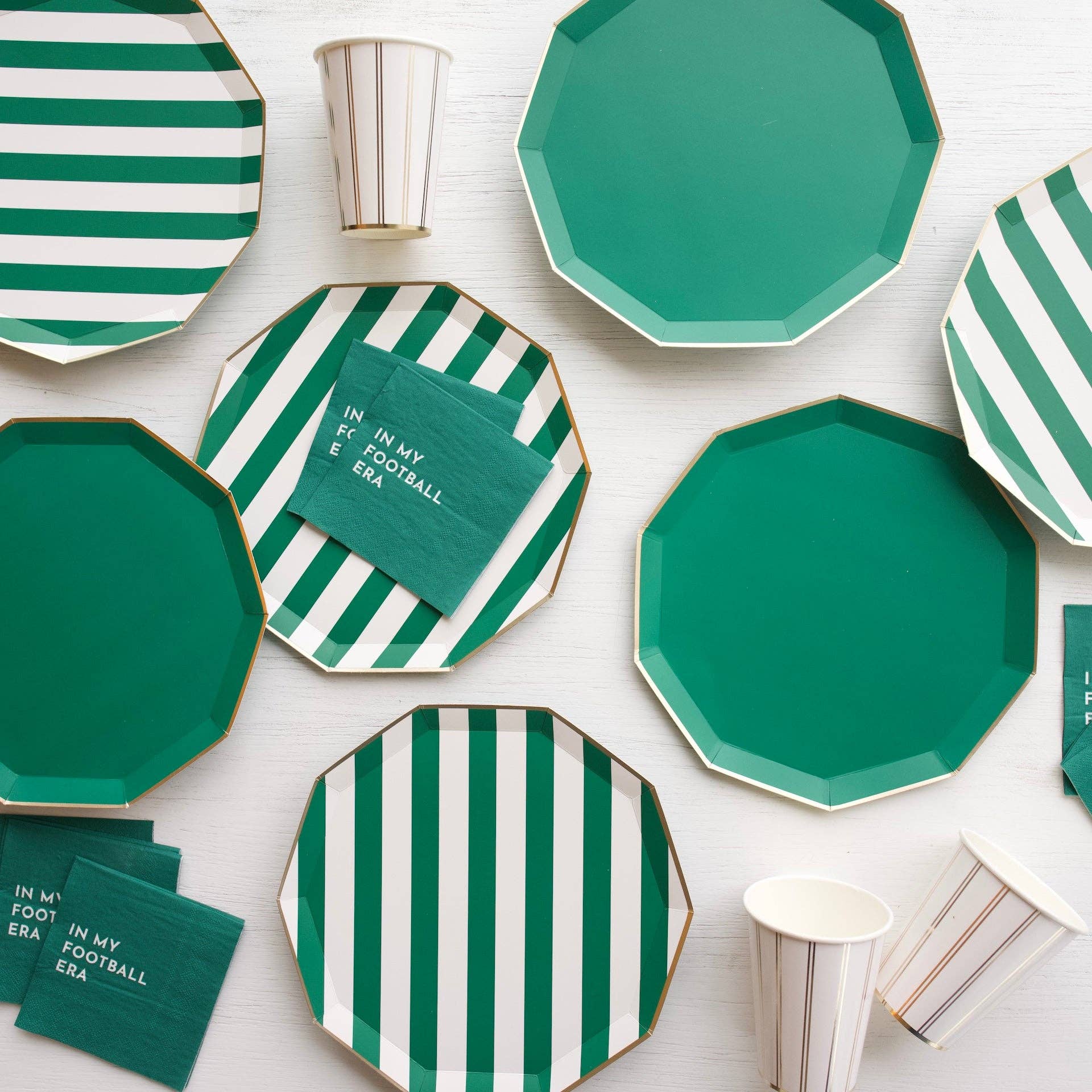 Emerald Green Cabana Stripe Plates