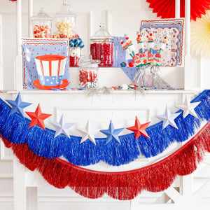 Blue and Red Fringed Scallop Banner Set