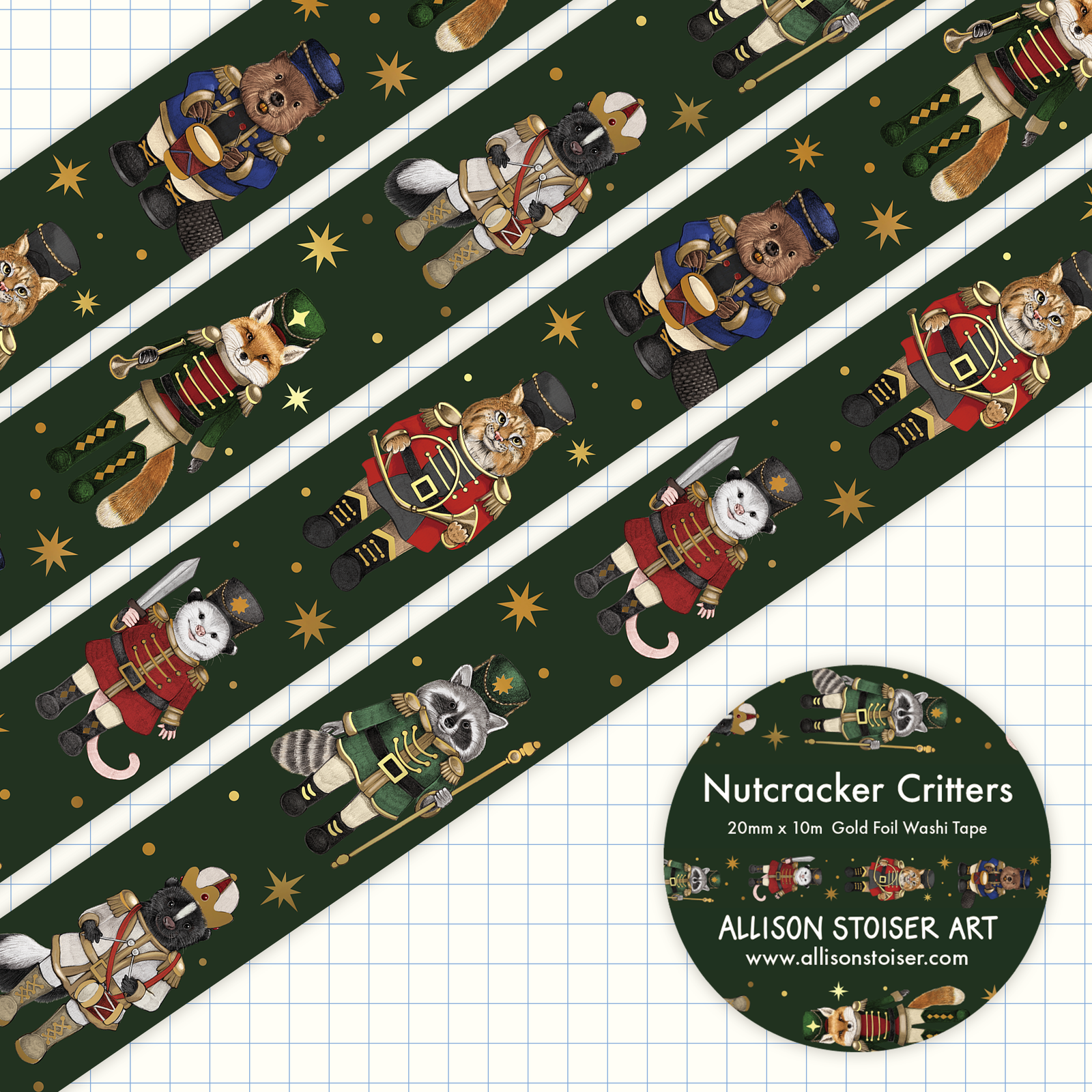 Nutcracker Critters Gold Foil Washi Tape