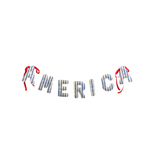 America Ticking Linen Puffy Banner